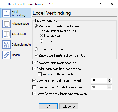 Speicherort und Benennung der Excel-Datei.