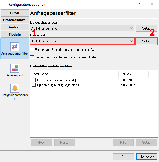 Laborgeräte-Datenparser.
