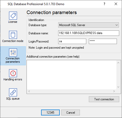 SQLServer-Datenbank-Verbindungseinstellungen. Zum Beispiel SQL Express.