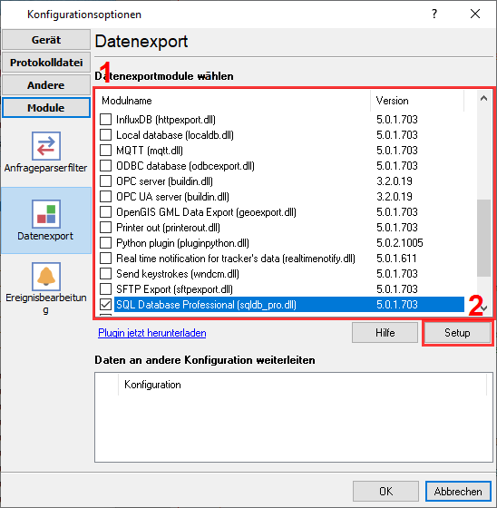 MySQL-Plugin zum Exportieren von Daten.