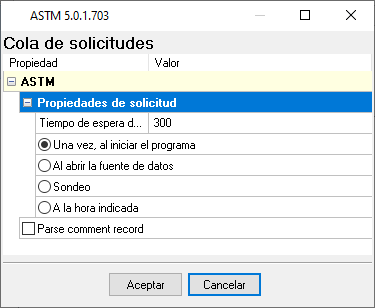 Configuración del analizador de protocolo ASTM.
