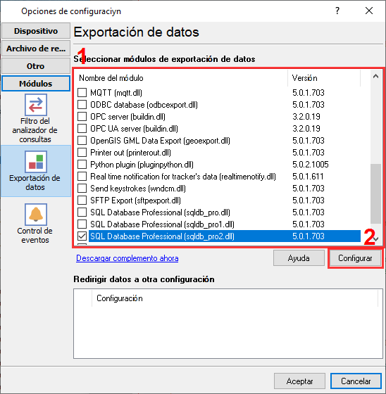 Conector de Microsoft SQL Server en nuestro registrador.