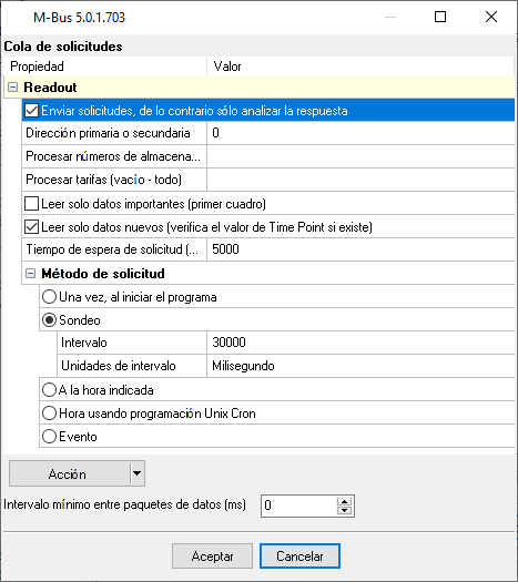 Configuración del complemento M-Bus.