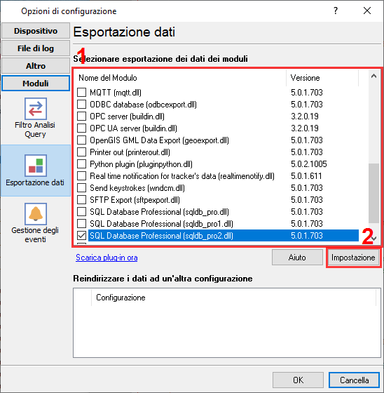 Connettore Microsoft SQL Server nel nostro logger.