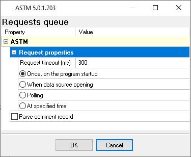 ASTM protocol parser settings.