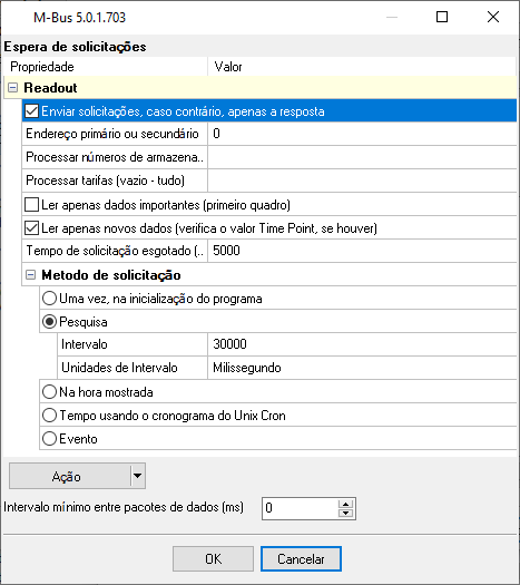 Configuração do plugin M-Bus.