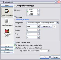 RS232 Data Logger. RS232 Port Settings