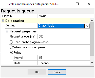 Weight scales and balanced plugin configuration: weight scale type and polling interval.