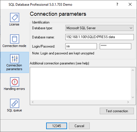 SQLServer 数据库连接设置。例如 SQL Express。